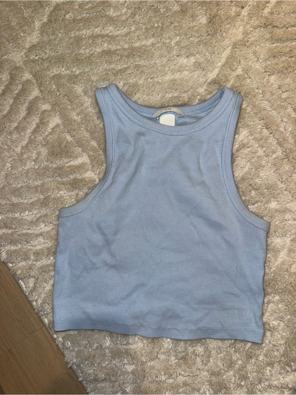 H&M Pale Blue Ribbed Cropped Tank